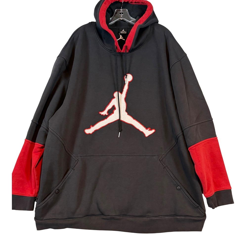 Jordan Mens XXL Black Red Jumpman Logo Pullover Hoodie Sweatshirt BRED